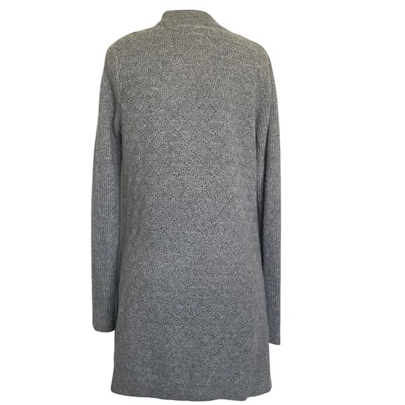 Max Studio Cashmere Gray Diamond Pattern Open Cardigan Sweater Medium - Picture 6 of 8